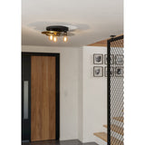 Karnette 3 Light Ceiling Light - Black, Brass & Grey