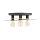 Karnette 3 Light Ceiling Light - Black, Brass & Grey