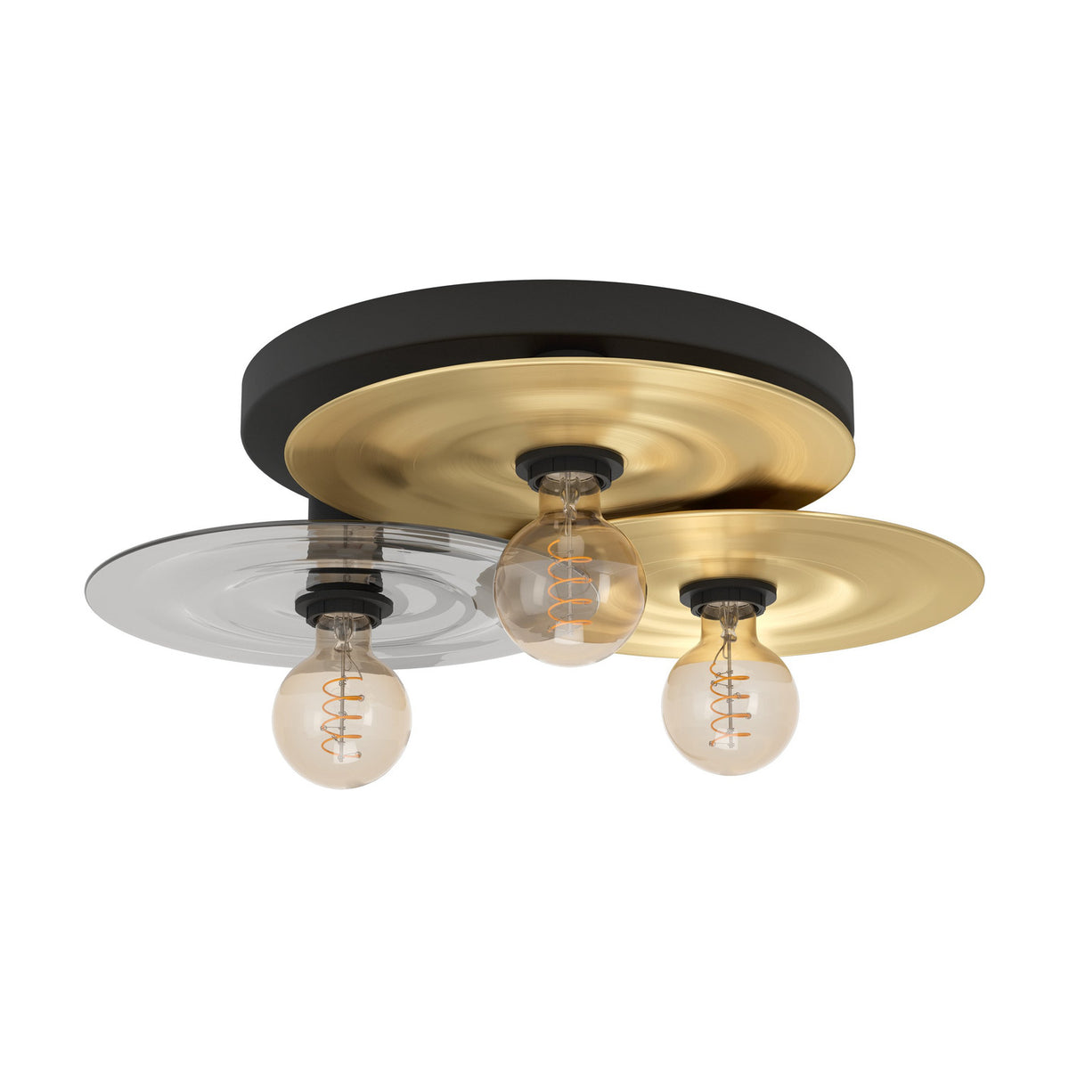 Karnette 3 Light Ceiling Light - Black, Brass & Grey