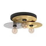 Karnette 3 Light Ceiling Light - Black, Brass & Grey