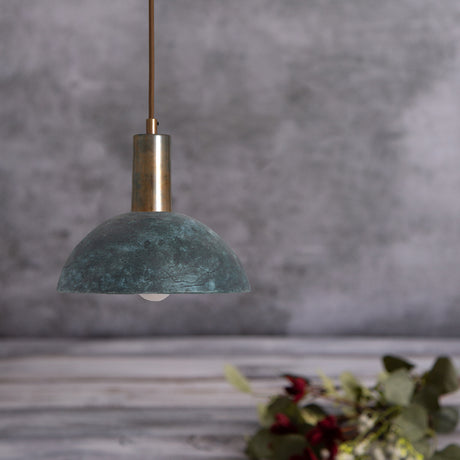 Kauri Ceramic Dome Pendant Light - Blue Earth