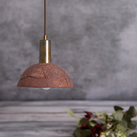 Kauri Ceramic Dome Pendant Light - Red Iron