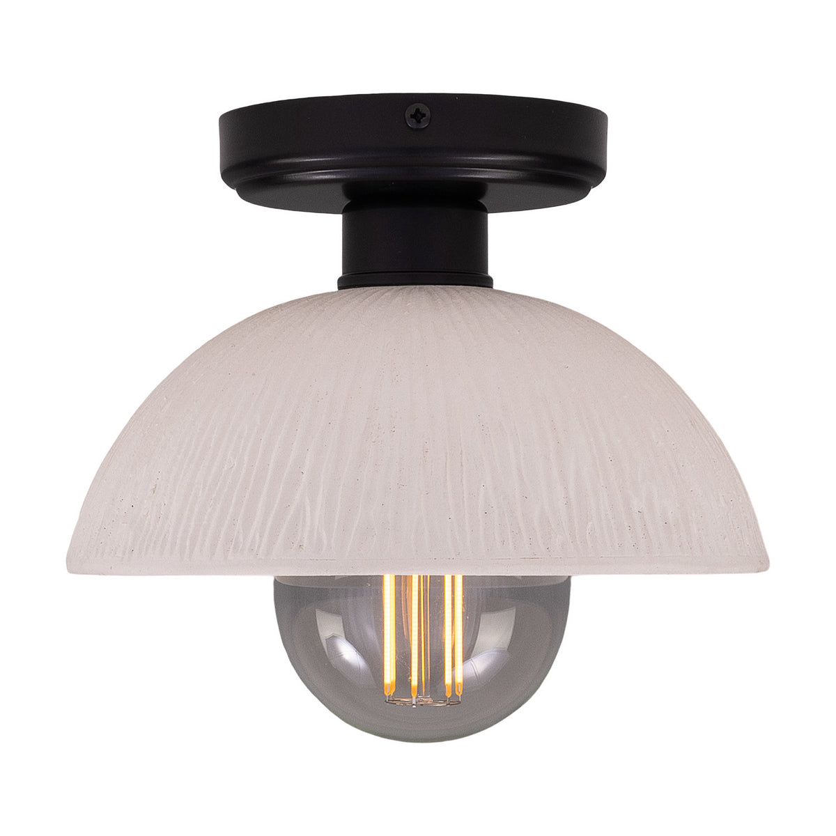 Kauri Ceramic Flush Ceiling Light - Matt White Striped