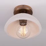 Kauri Ceramic Flush Ceiling Light - Matt White Striped
