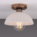 Kauri Ceramic Flush Ceiling Light - Matt White Striped