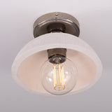 Kauri Ceramic Flush Ceiling Light - Matt White Striped