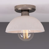 Kauri Ceramic Flush Ceiling Light - Matt White Striped