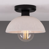 Kauri Ceramic Flush Ceiling Light - Matt White Striped