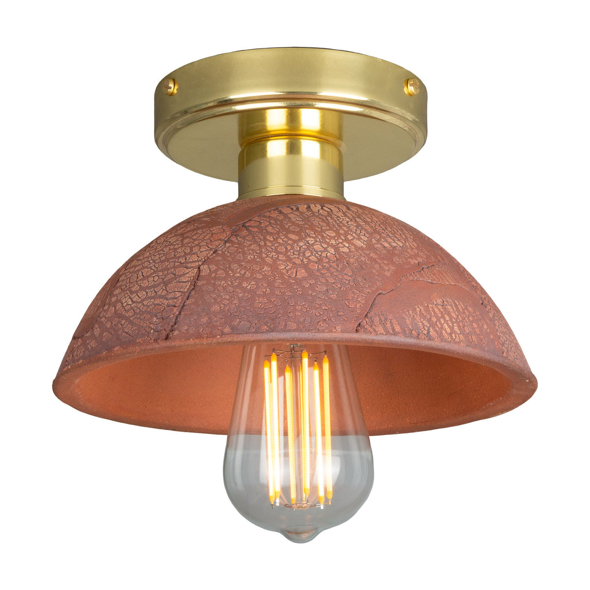 Kauri Ceramic Flush Ceiling Light - Red Iron