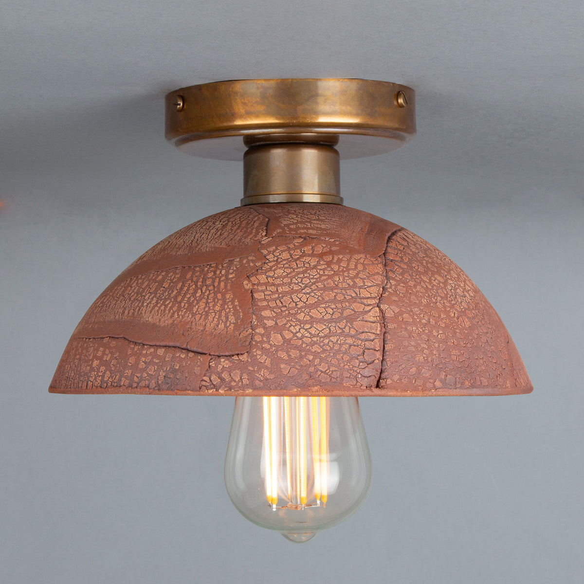 Kauri Ceramic Flush Ceiling Light - Red Iron