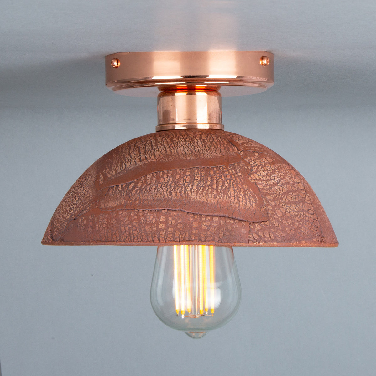 Kauri Ceramic Flush Ceiling Light - Red Iron