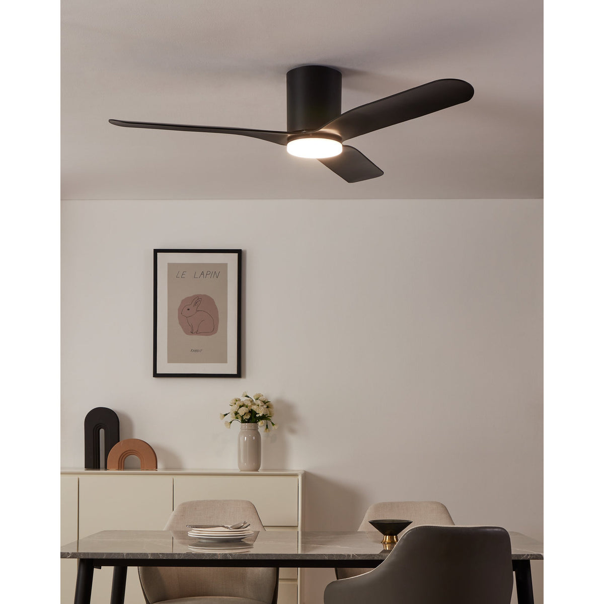 Kawana Ceiling Fan with Light - Matt Black