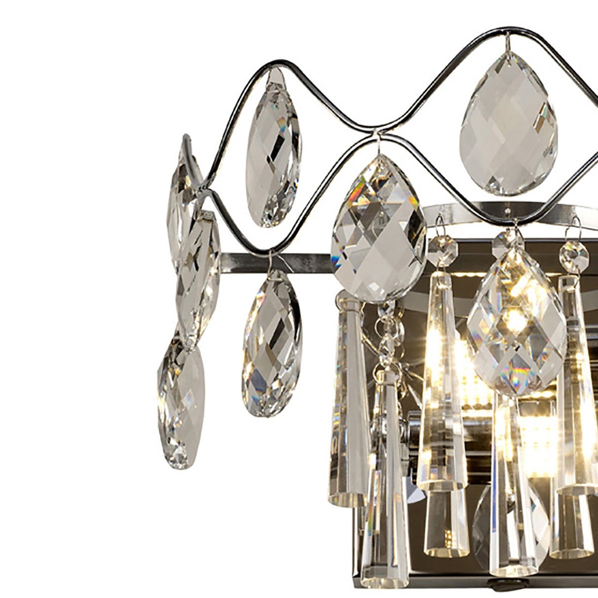 Kenzie 2 Light Crystal Wall Light With Switch - Chrome