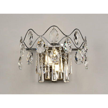 Kenzie 2 Light Crystal Wall Light With Switch - Chrome