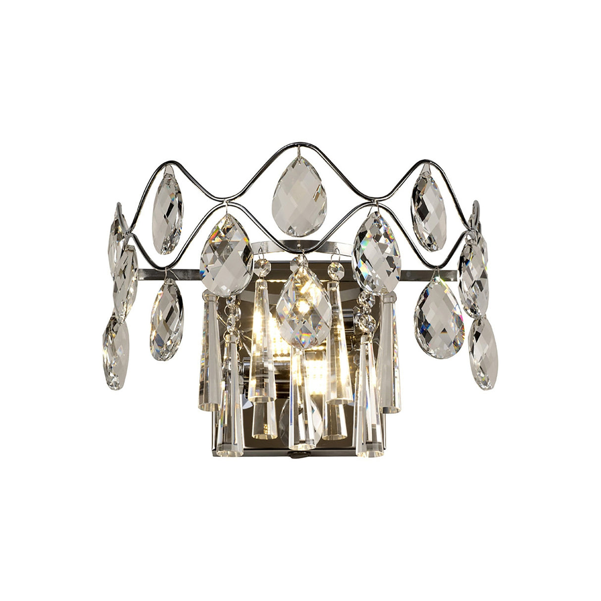 Kenzie 2 Light Crystal Wall Light With Switch - Chrome