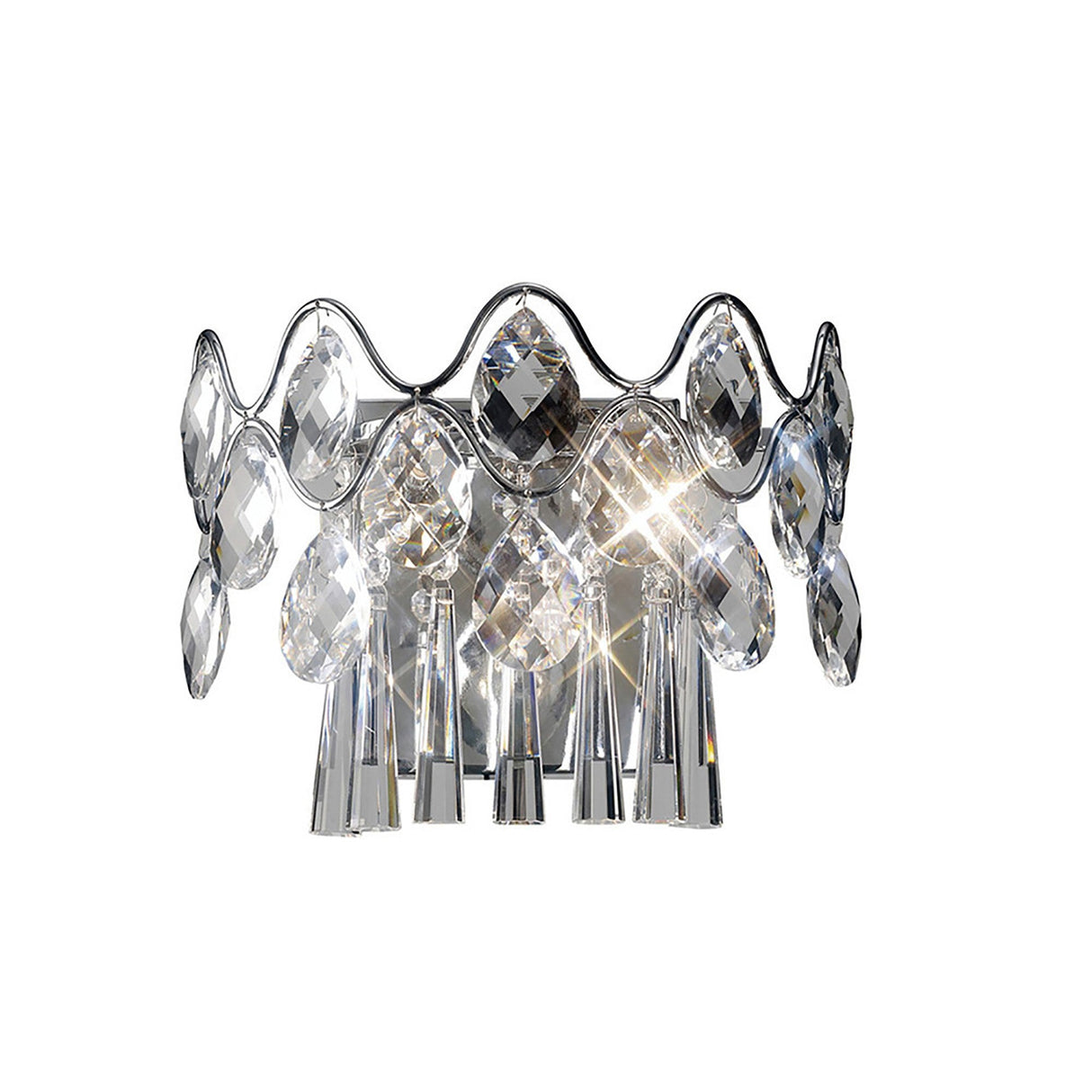 Kenzie 3 Light Crystal Wall Light With Switch - Chrome