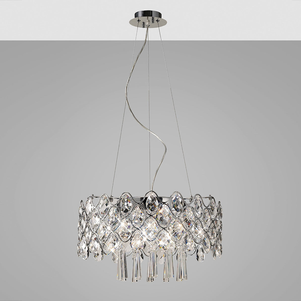 Kenzie 49cm 10 Light Crystal Suspension Light - Polished Chrome