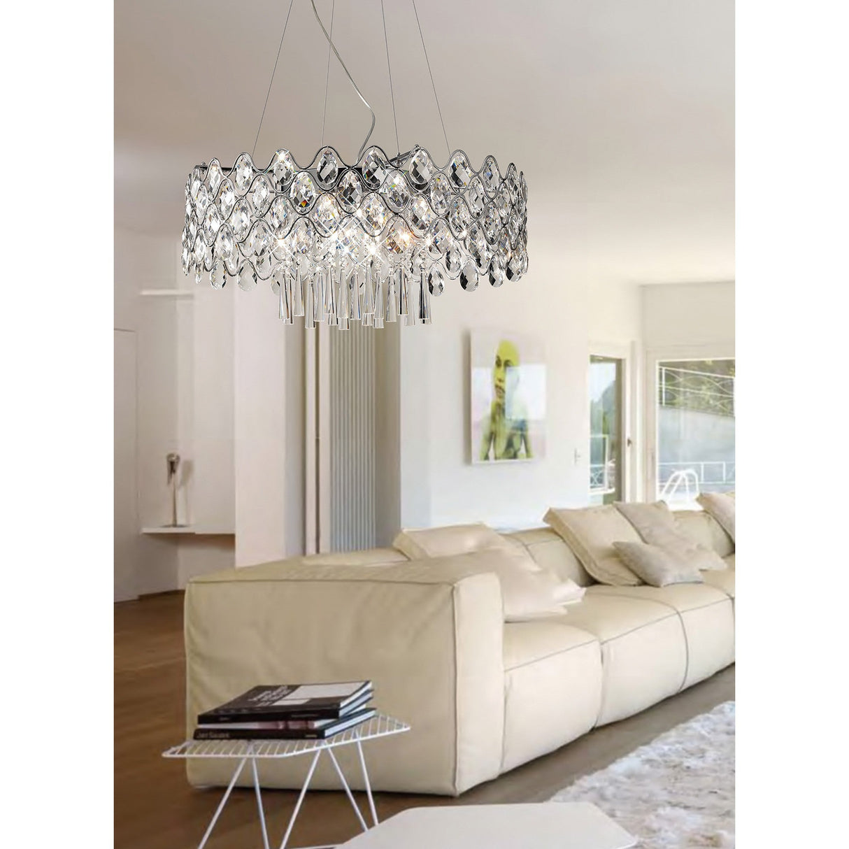Kenzie 66cm G4 16 Light Crystal Suspension Light - Polished Chrome