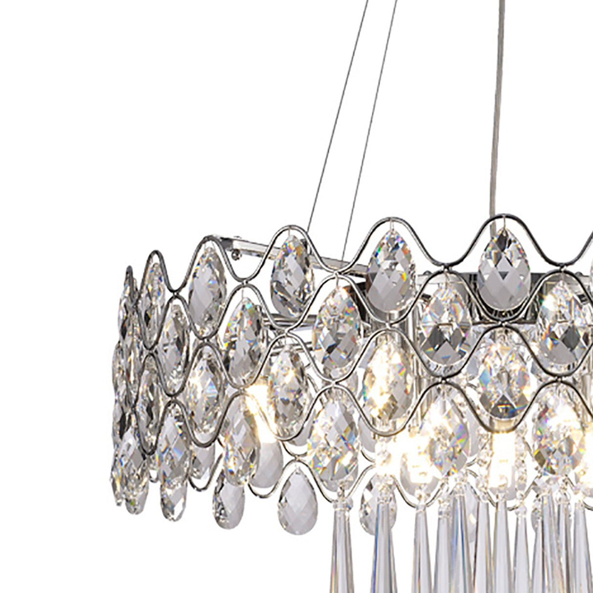 Kenzie 66cm G9 16 Light Crystal Suspension Light - Polished Chrome
