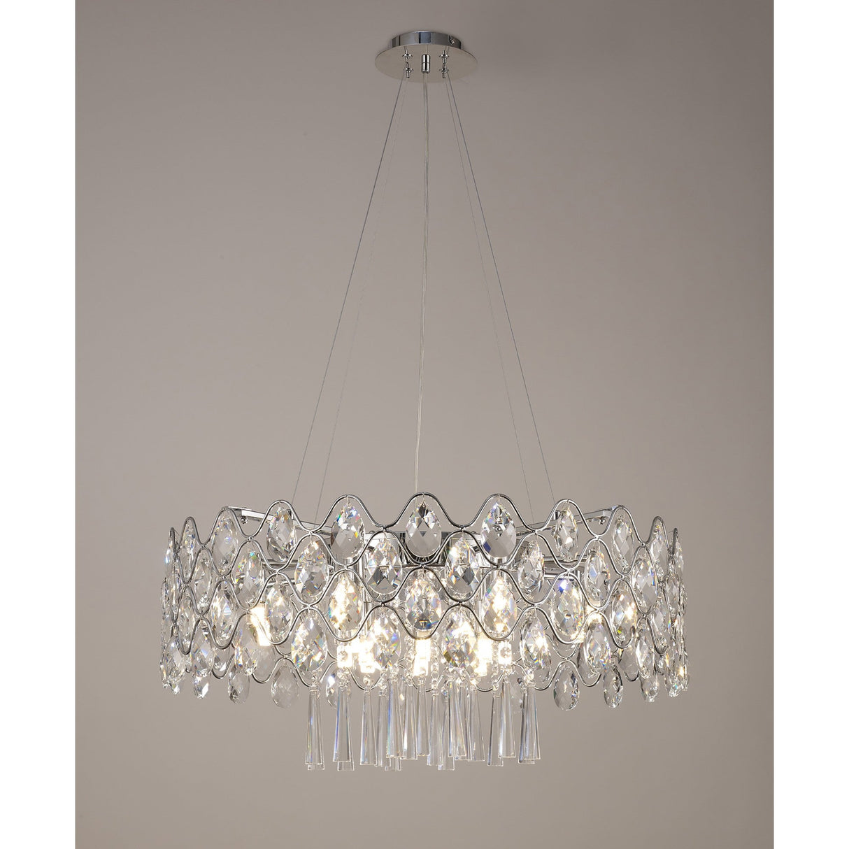 Kenzie 66cm G9 16 Light Crystal Suspension Light - Polished Chrome