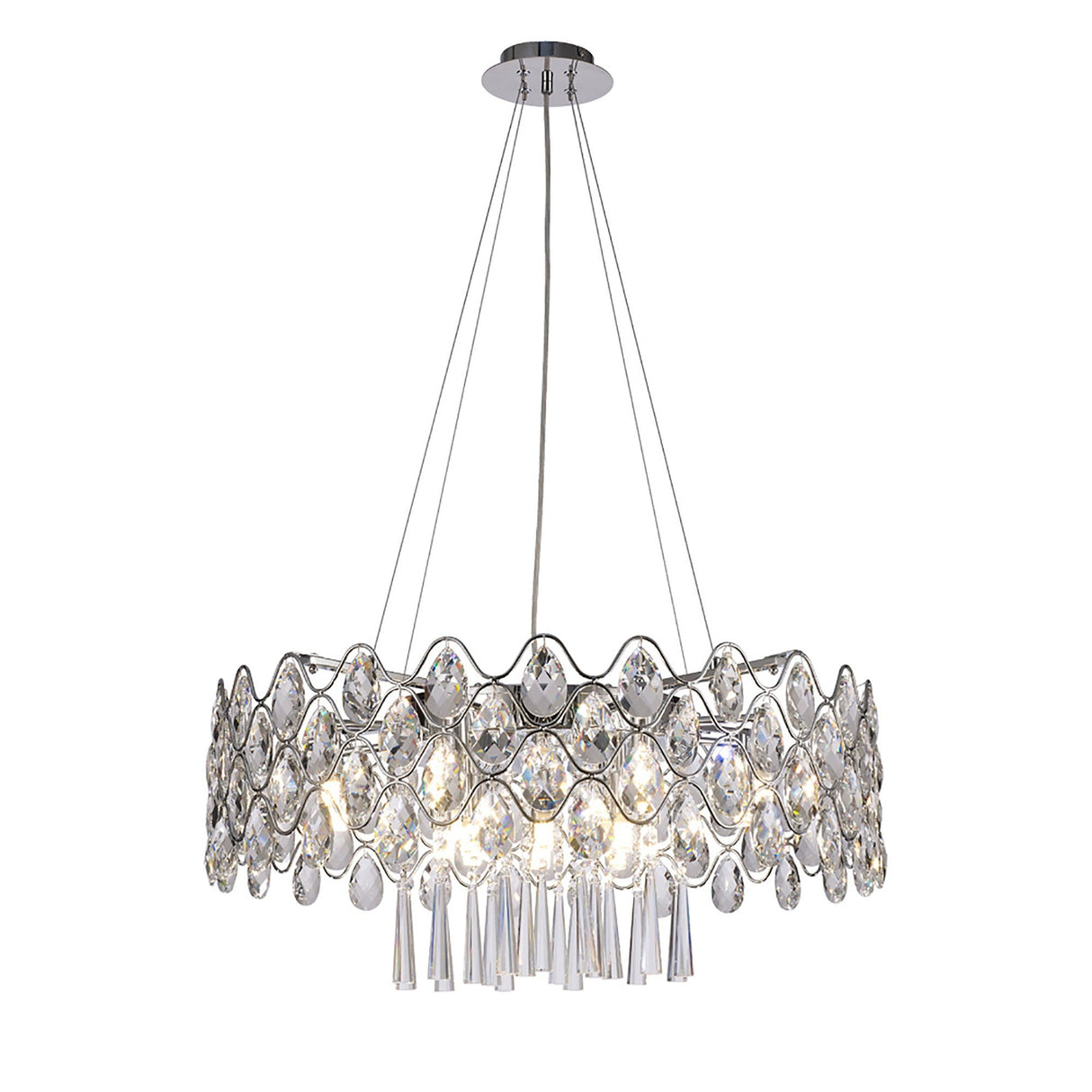 Kenzie 66cm G9 16 Light Crystal Suspension Light - Polished Chrome