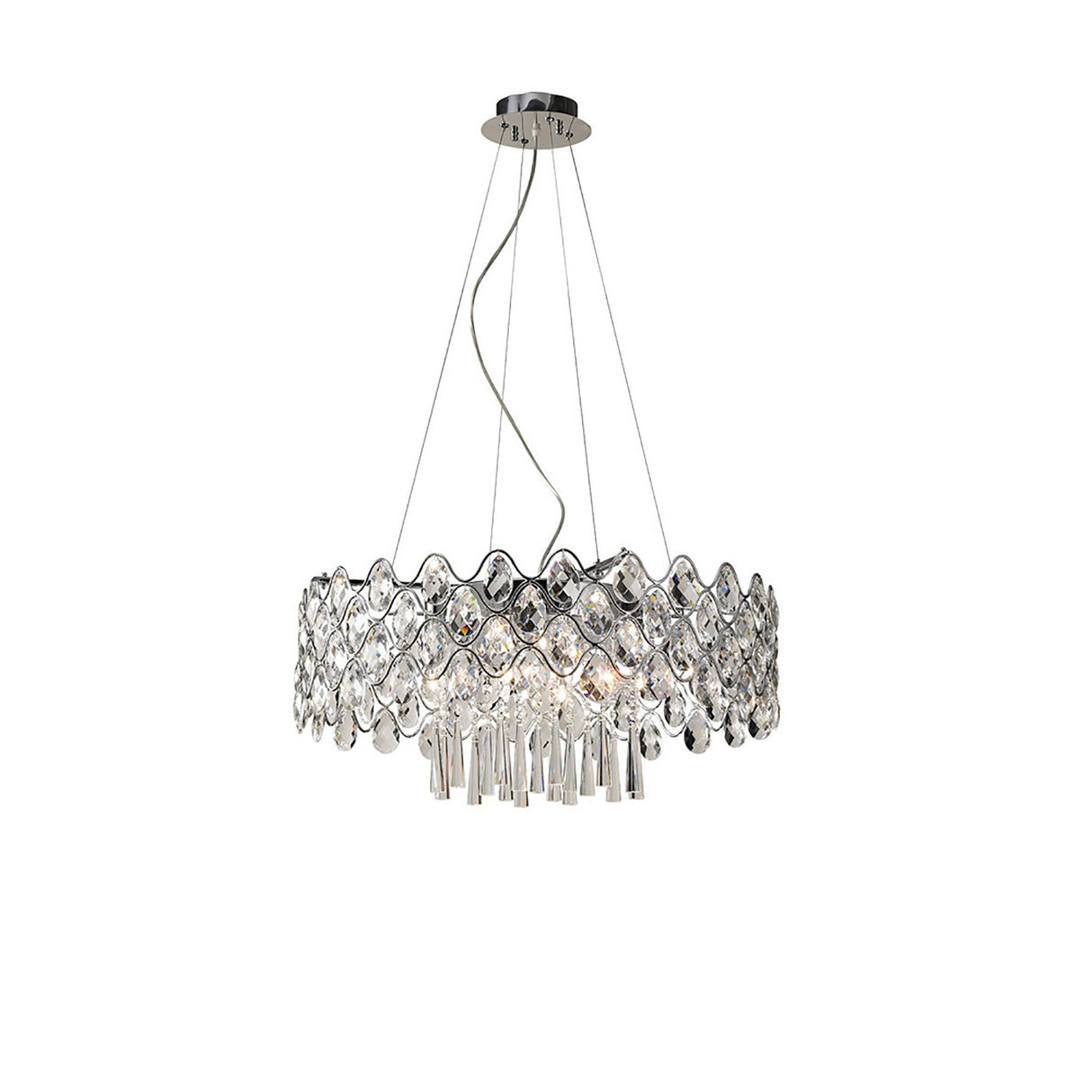 Kenzie 66cm G4 16 Light Crystal Suspension Light - Polished Chrome
