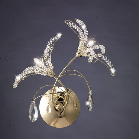 Kenzo 2 Light Crystal Wall Light With Switch - Gold