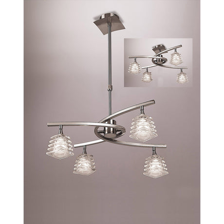 Keops 49cm Telescopic 4 Light Chandelier/Semi-Flush - Nickel