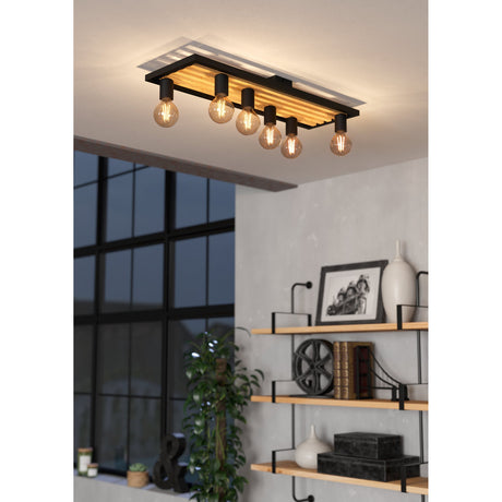 Kernanne Flush Ceiling Light - Black & Brown