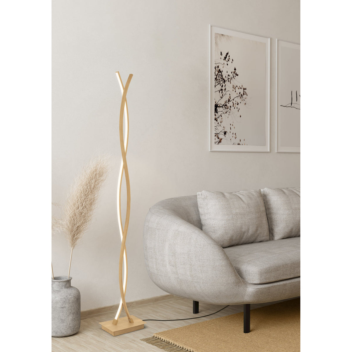 Keselle LED Floor Lamp - Light Brown