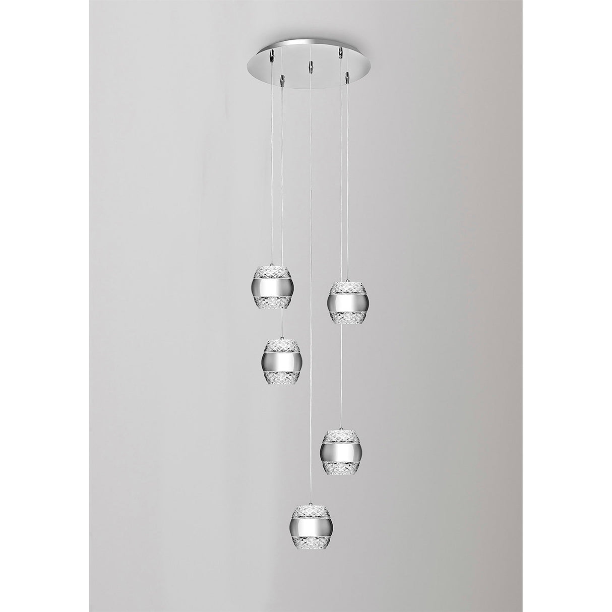 Khalifa 5 Light LED Glass Cluster Pendant Light - Polished Chrome