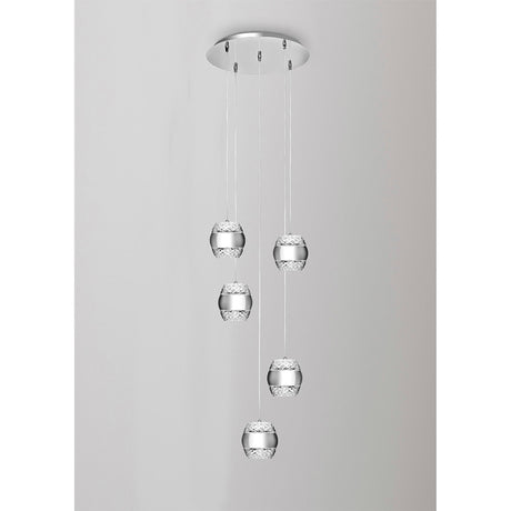 Khalifa 5 Light LED Glass Cluster Pendant Light - Polished Chrome