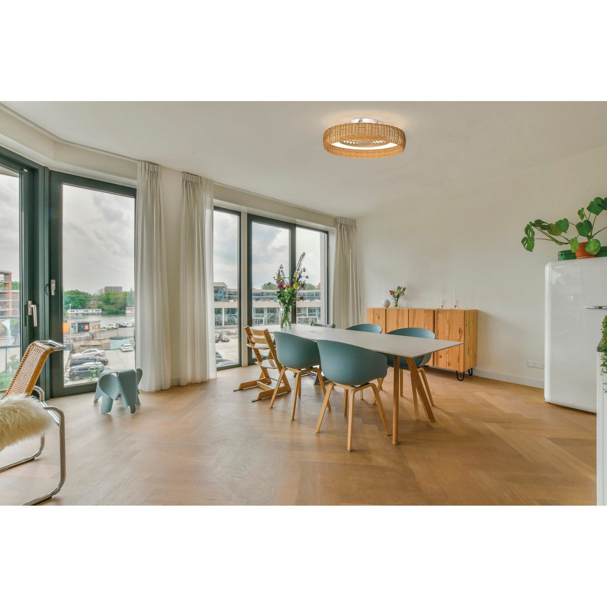 Kilimanjaro CCT Dimmable LED Ceiling Retractable Fan Light With Remote Control - Brown