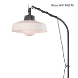 The Kinke Floor Lamp With Hook - Anthracite features a curved black stand and a frosted white round lampshade. The text "Show With M6215" appears in the upper right corner.