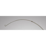 The Kinke Floor Lamp With Hook - Black features a thin, curved metal wire and a small hook at one end, set against a plain gray background, highlighting its modern indoor-outdoor design.