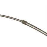 A close-up of the Kinke Floor Lamp With Hook - Black shows its flexible metal tube and central knurled connector, set against a plain white background.