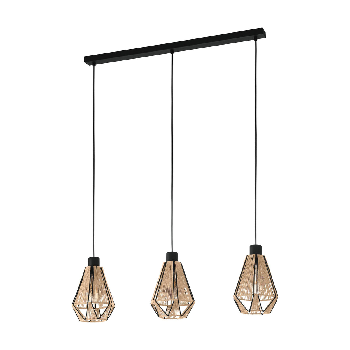 Kirenne Fabric Linear Pendant Light - Black