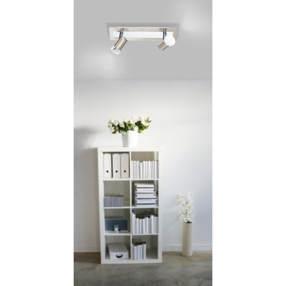 Kirmarne 2 Light Spotlight Bar - Satin Nickel & Chrome