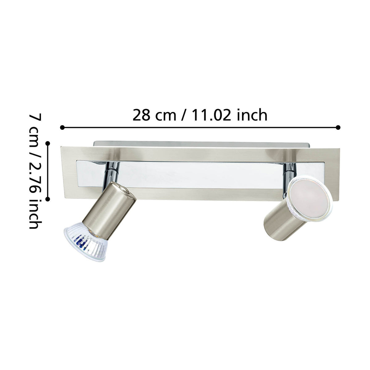 Kirmarne 2 Light Spotlight Bar - Satin Nickel & Chrome