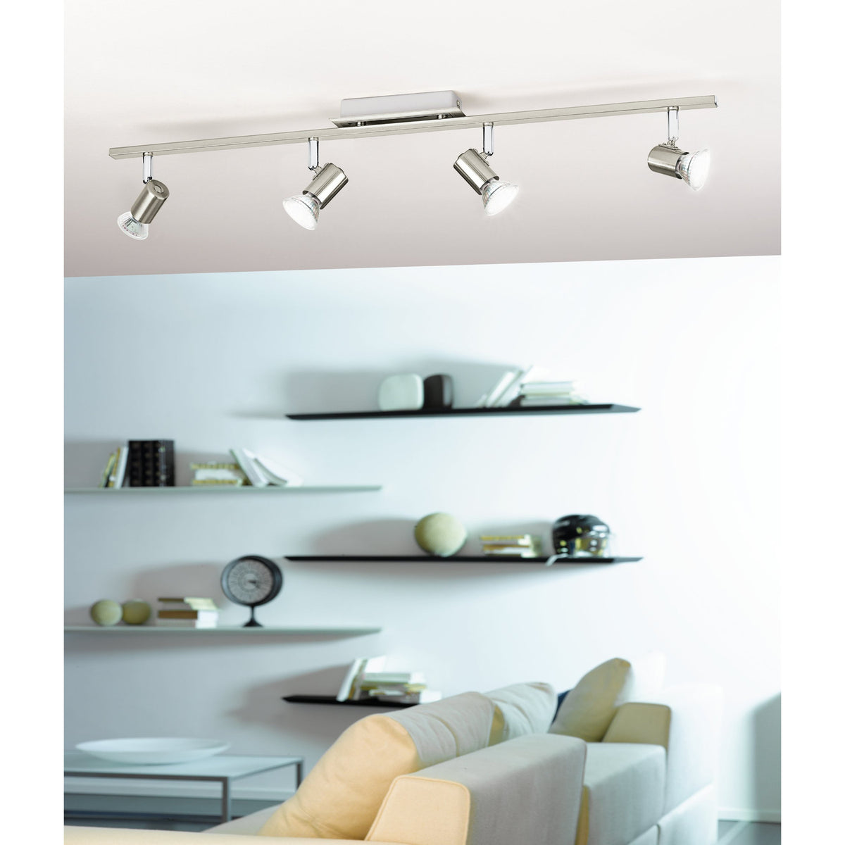 Kirmarne 4 Light Spotlight Bar - Satin Nickel & Chrome
