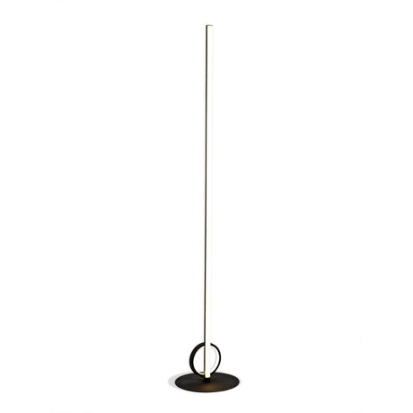 The Kitesurf LED Floor Lamp 24W 3000K in black features a slim, vertical design with a straight LED rod, round base, and circular accent. This minimalist modern lamp is shown against a white background.