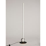The Kitesurf LED Floor Lamp 24W 3000K in black features a slim vertical light bar and round base with a circular accent—a minimalistic touch ideal for modern lighting enthusiasts.