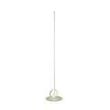 The Kitesurf LED Floor Lamp 24W 3000K - White features a slim vertical pole, circular base with a small ring accent, metallic finish, and delivers ambient lighting—perfect for minimalist spaces.