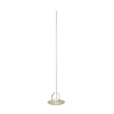 The Kitesurf LED Floor Lamp 24W 3000K - White features a slim vertical pole, circular base with a small ring accent, metallic finish, and delivers ambient lighting—perfect for minimalist spaces.