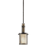 The Ahrendale 1 Light Mini Pendant in Grey showcases a cylindrical wire mesh cage and a central bulb, capturing the essence of industrial-inspired lighting. Its metallic finish, along with the sleek vertical rod, contributes to its minimalist design, transforming it into an eye-catching mini pendant灯 for any space.