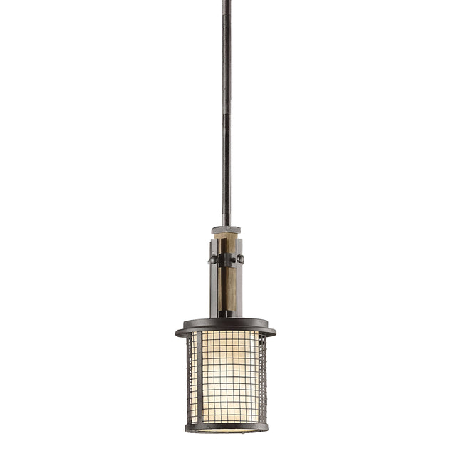 The Ahrendale 1 Light Mini Pendant in Grey showcases a cylindrical wire mesh cage and a central bulb, capturing the essence of industrial-inspired lighting. Its metallic finish, along with the sleek vertical rod, contributes to its minimalist design, transforming it into an eye-catching mini pendant灯 for any space.