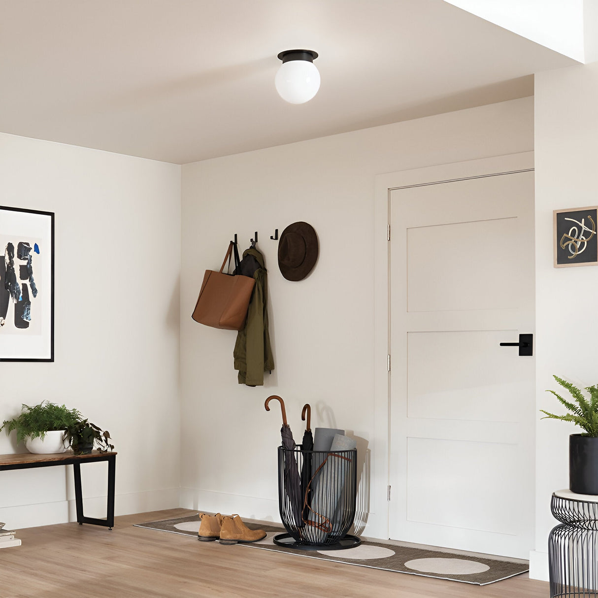 Albers 1 Light Opal Glass Globe Flush - Black
