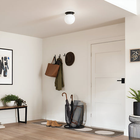 Albers 1 Light Opal Glass Globe Flush - Black