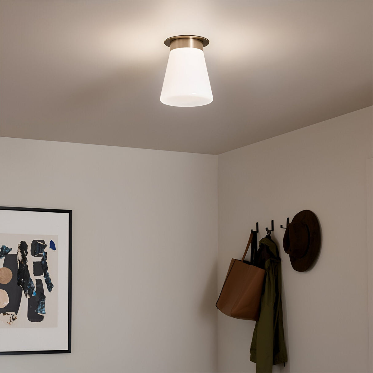 Albers 1 Light Opal Glass Flush - Champagne