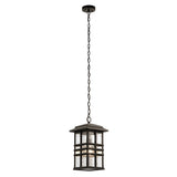 The Beacon Square Outdoor 1 Light Chain Lantern in bronze showcases an elegant rectangular design, highlighted by horizontal metal accents and frosted glass panels. Featuring a durable metal frame, it is suspended by a chain for a timeless outdoor lighting solution.